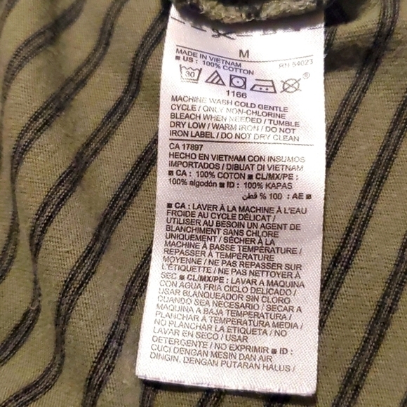 Old Navy Striped T-Shirt Olive‎ Green Casual Short Sleeve Top Size M - Picture 4 of 4